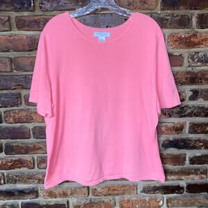 Sutton Studio Coral Pink Short Sleeve Knit Top Women's Size 1X
